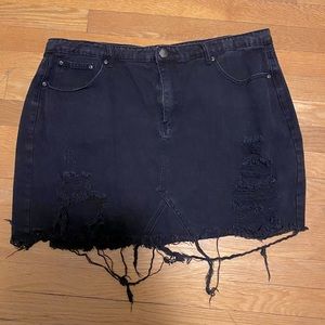 Boohoo Plus Western Distressed Denim Skirt